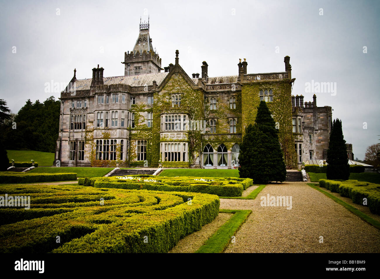 Landscaped grounds of the Adare manor house in Limerick County in Western Ireland Stock Photo
