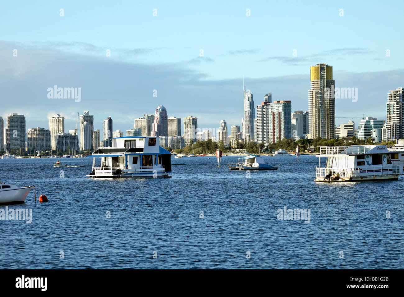 City on a bay with boats and marinas Stock Photo - Alamy