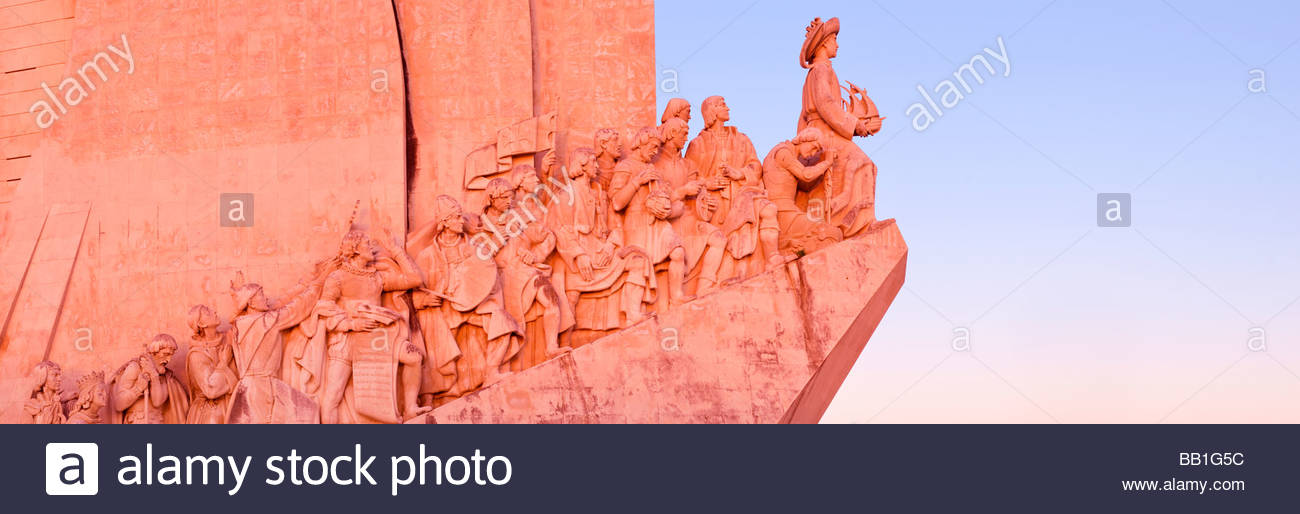 Western profile of the Monument to the Discoveries (Padrão dos Descobrimentos), Belém, Lisbon, Portugal. Stock Photo