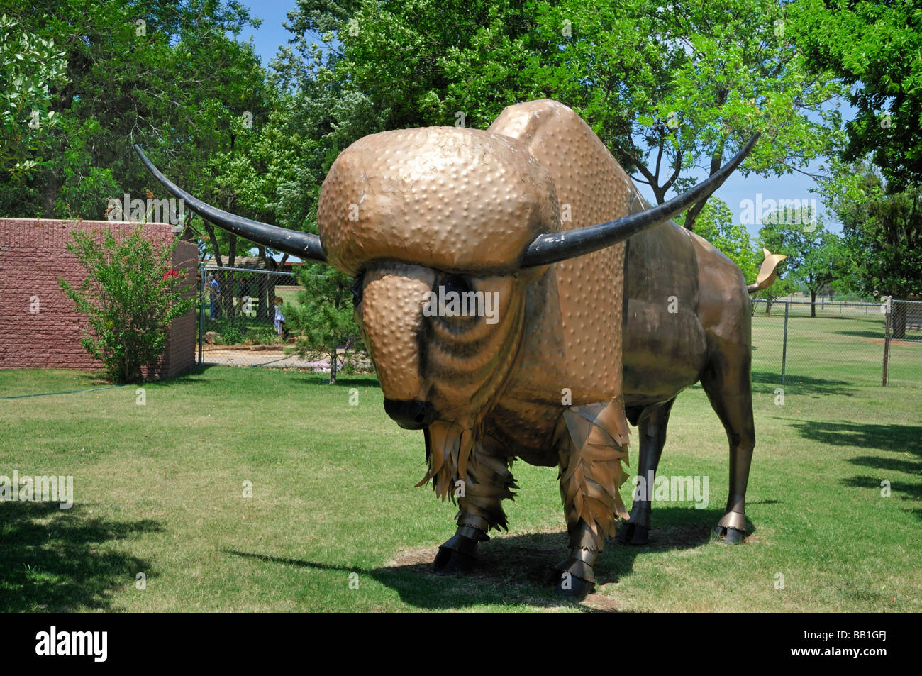 Bison on display outside the Museum of the Great Plains, Lawton, Oklahoma Stock Photo