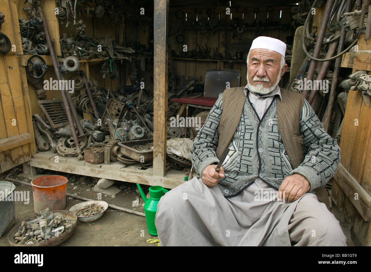 Owner of auto part store, Kabul, Afghanistan. Stock Photo