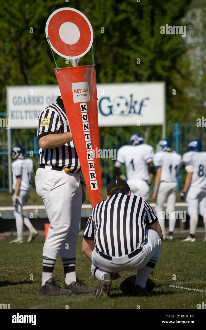 Photographs from american football EFAF challenge game, between Pomorze Seahawks and Gyor Sharks Stock Photo