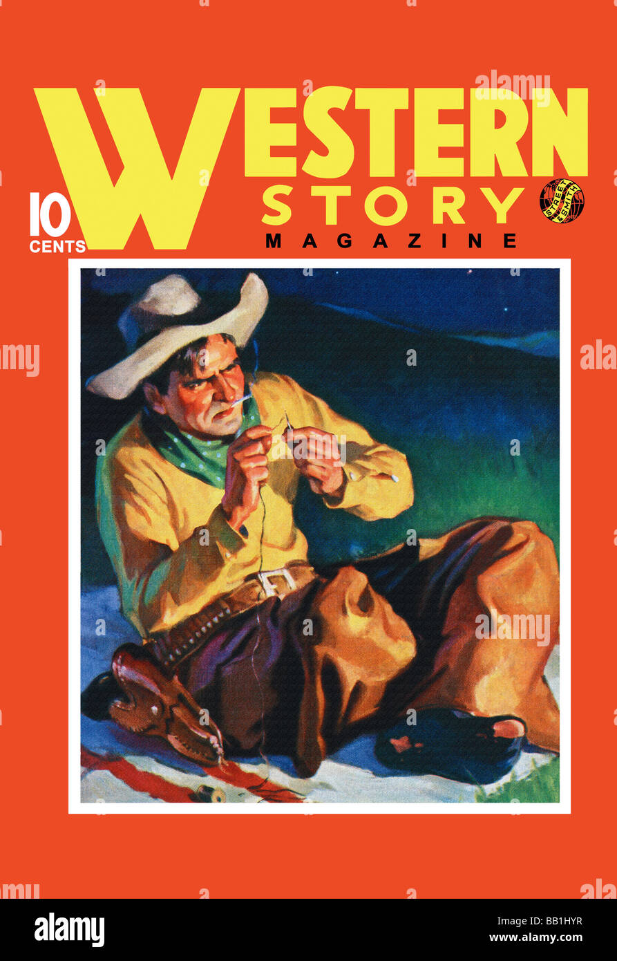 Western Story Magazine: By the Fire Stock Photo