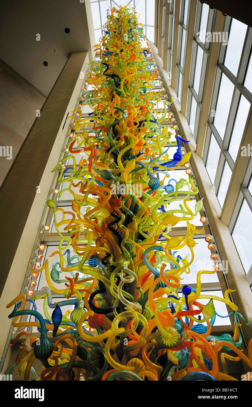 Glass tower by Dale Chihuly at the Oklahoma City Museum of Art Stock Photo