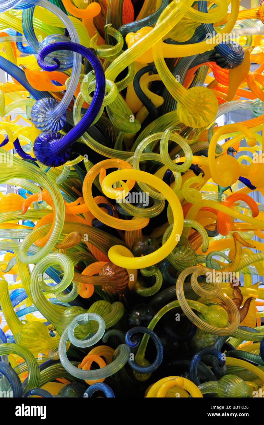 Detail of glass tower by Dale Chihuly at the Oklahoma City Museum of Art Stock Photo