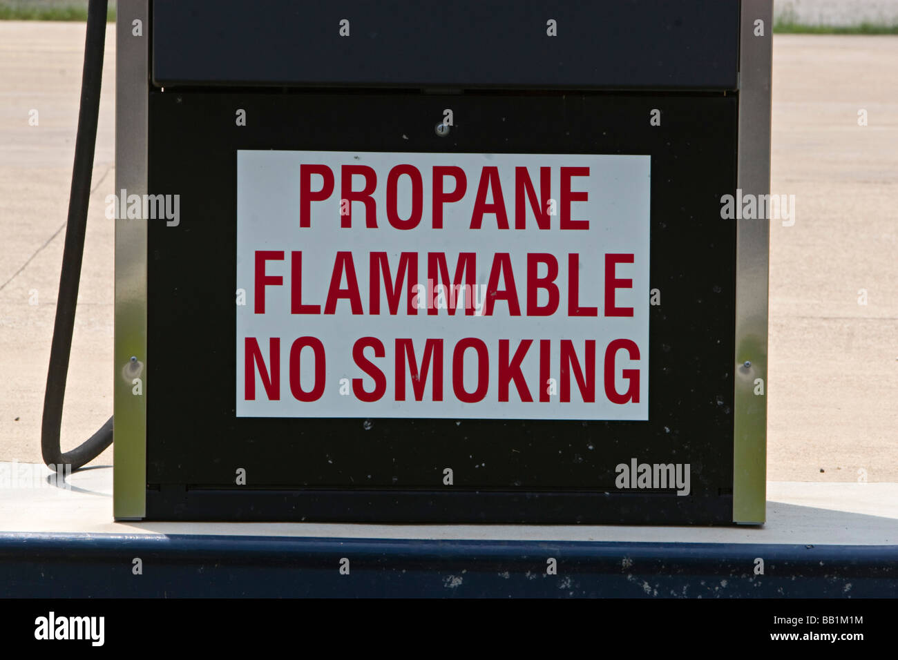 Flammable propane gas hazard no smoking sign Stock Photo