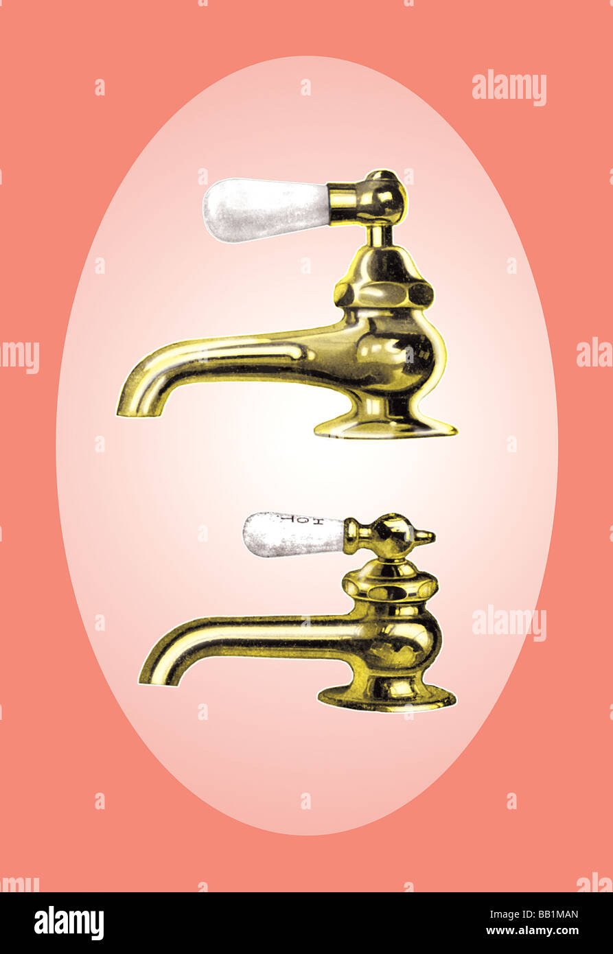 Two Faucets Stock Photo Alamy