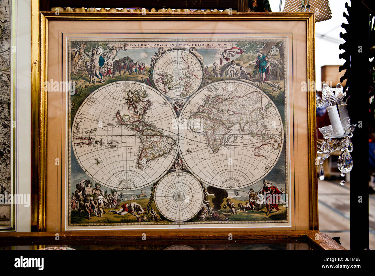 Antique map in German at the antique market Neuchatel Switzerland. Charles Lupica Stock Photo