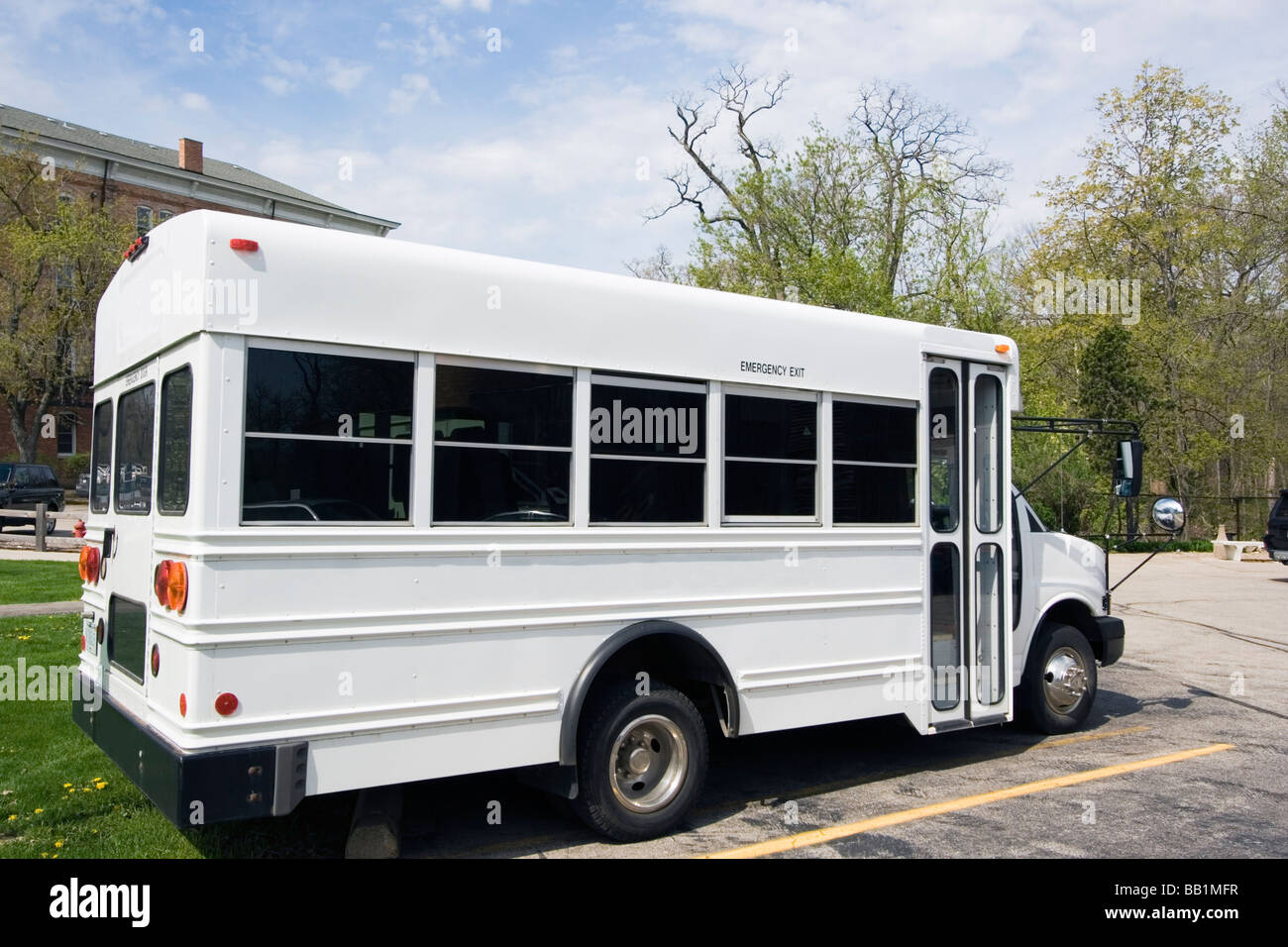 White school bus Stock Photo