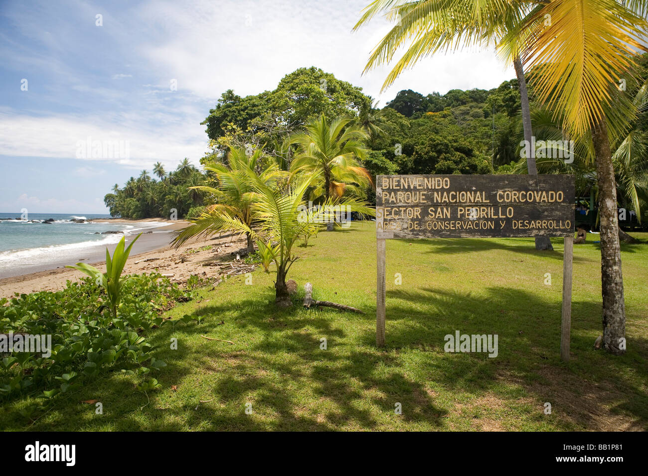 A Sign At The San Pedrillo Ranger Station In The Corcovado National Stock Photo Alamy