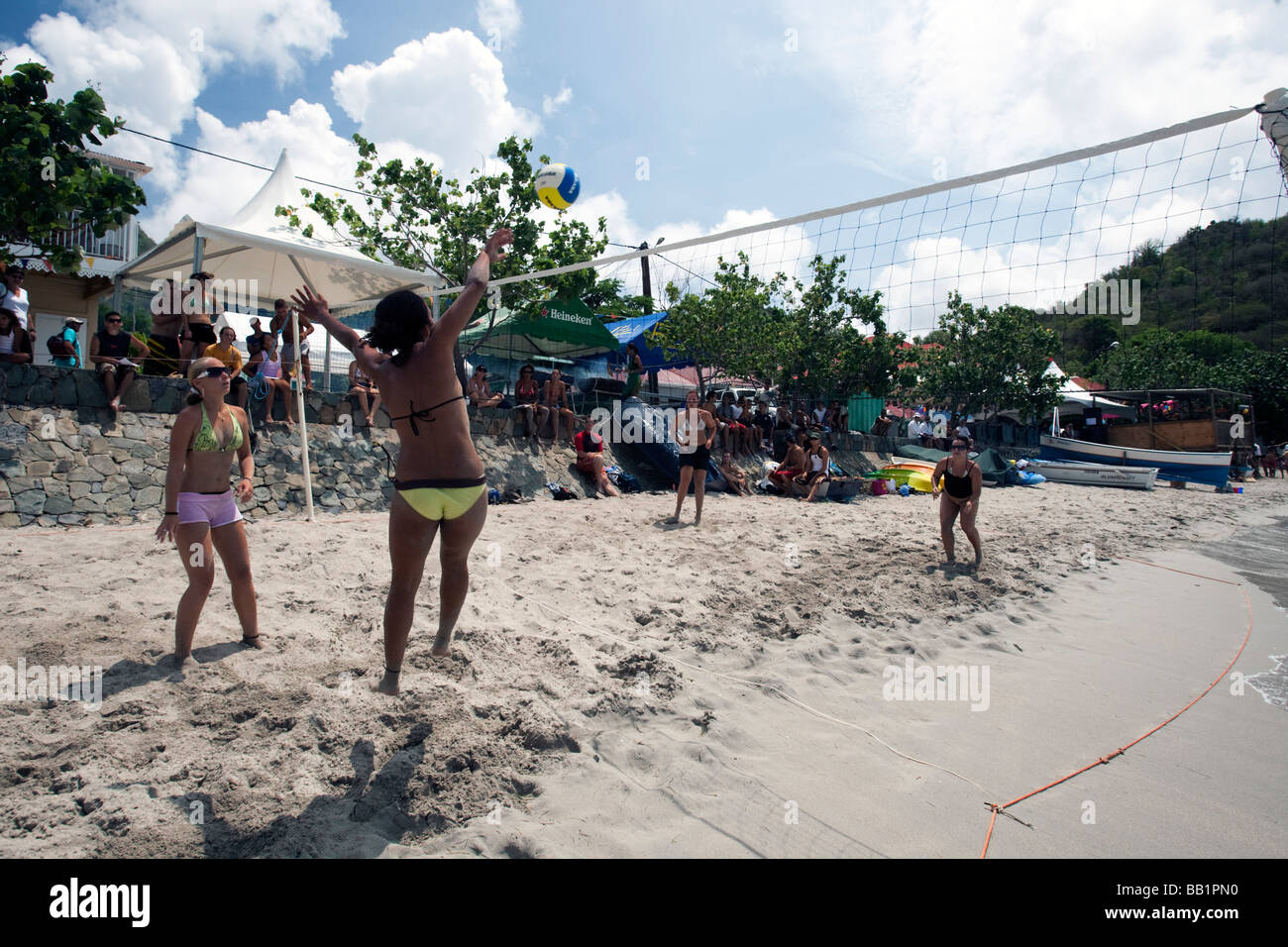 Womens beach volleyball Saint Louis Festival Corossol St Barts Stock Photo: 24011372 - Alamy