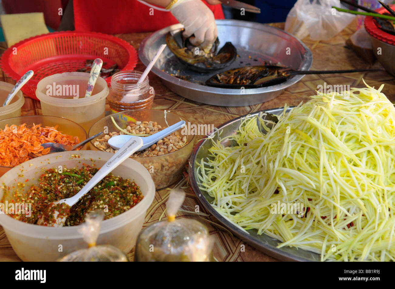 bbq king crab spicy salad ingradients. Stock Photo