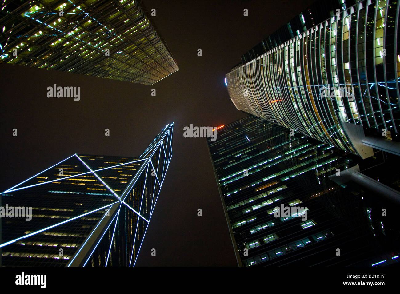 Skyscrapers in Hong Kong at Night Stock Photo - Alamy