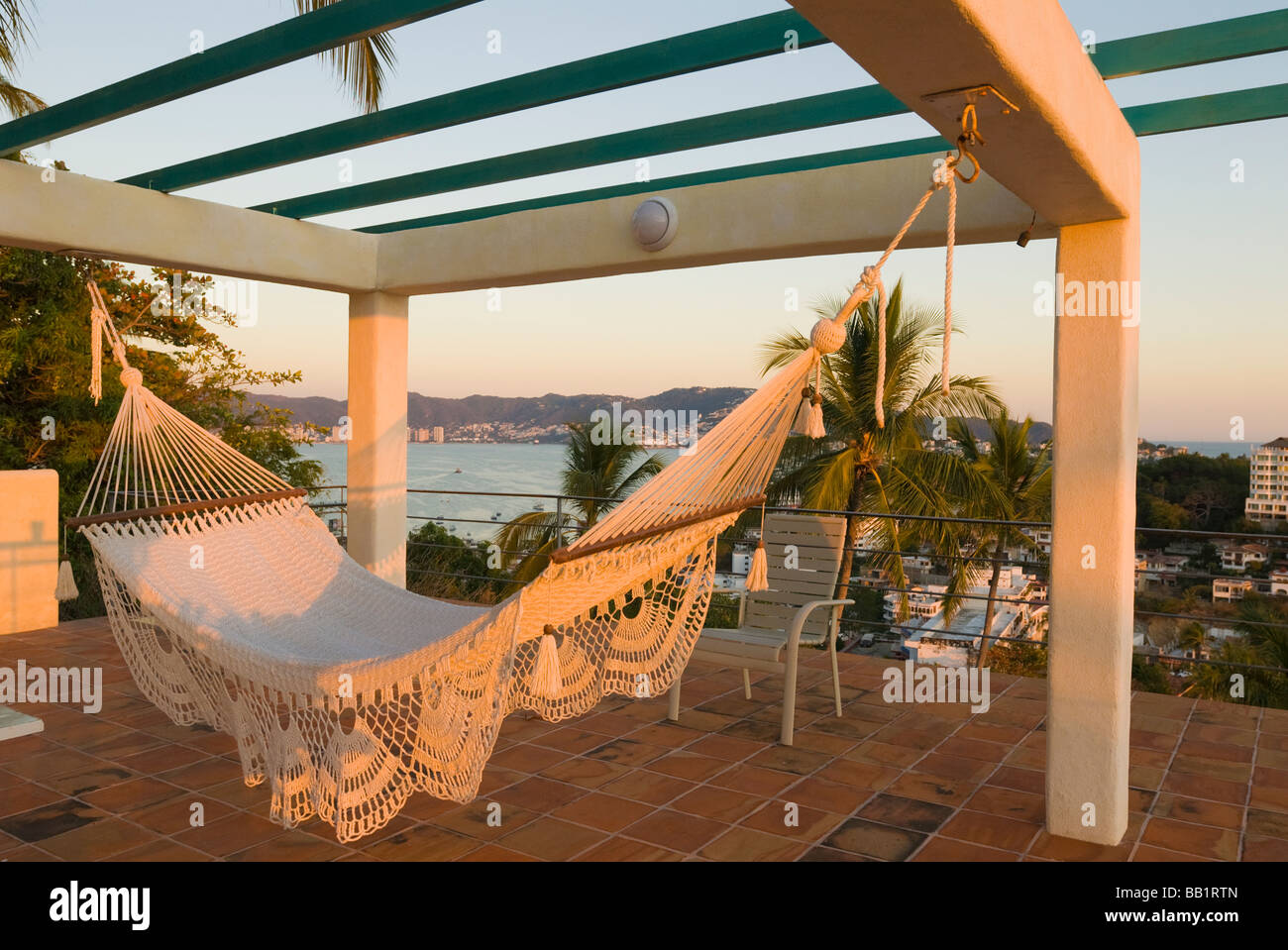 Hammock on rooftop in Acapulco Mexico Stock Photo