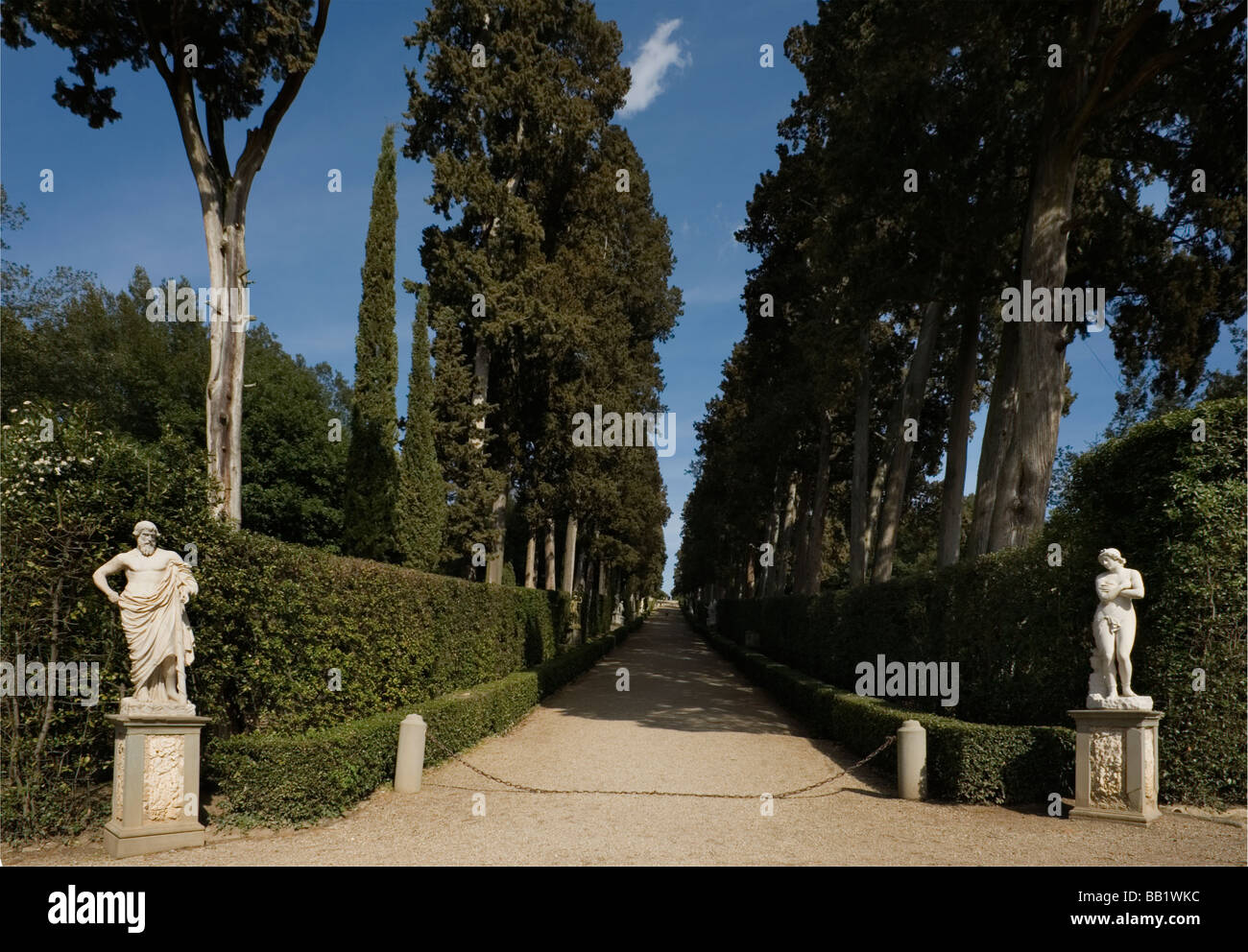 Florence Tuscany Italy The city of the Renaissance Photo shows The Boboli Gardens which rise high to the rear of the Pitti Pala Stock Photo