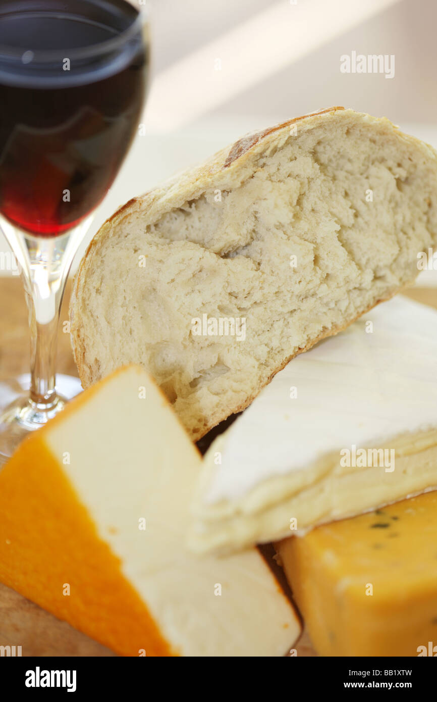 After Dinner Dessert Cheeseboard With A Glass Of Red Wine with No