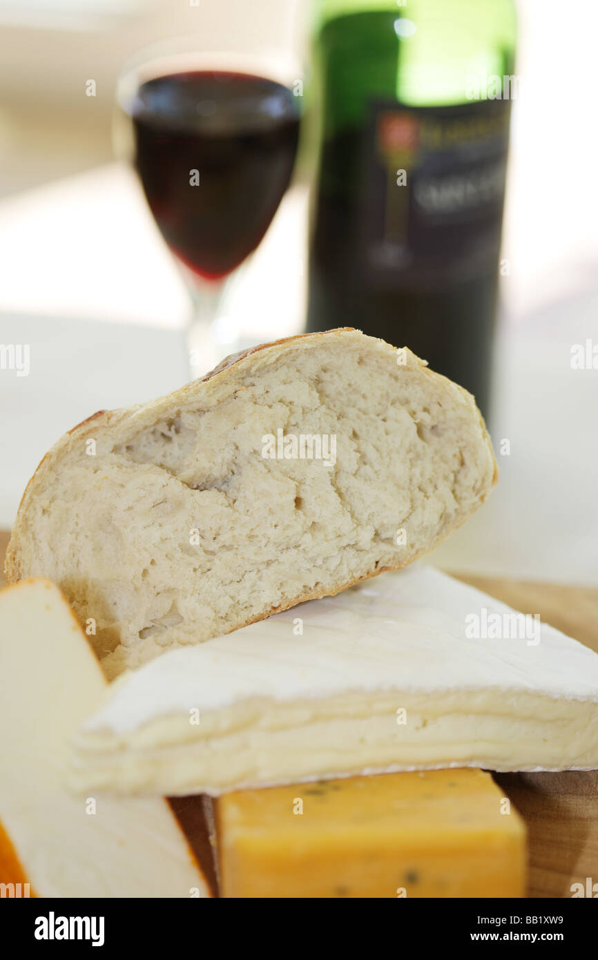 After Dinner Dessert Cheeseboard With A Glass Of Red Wine with No