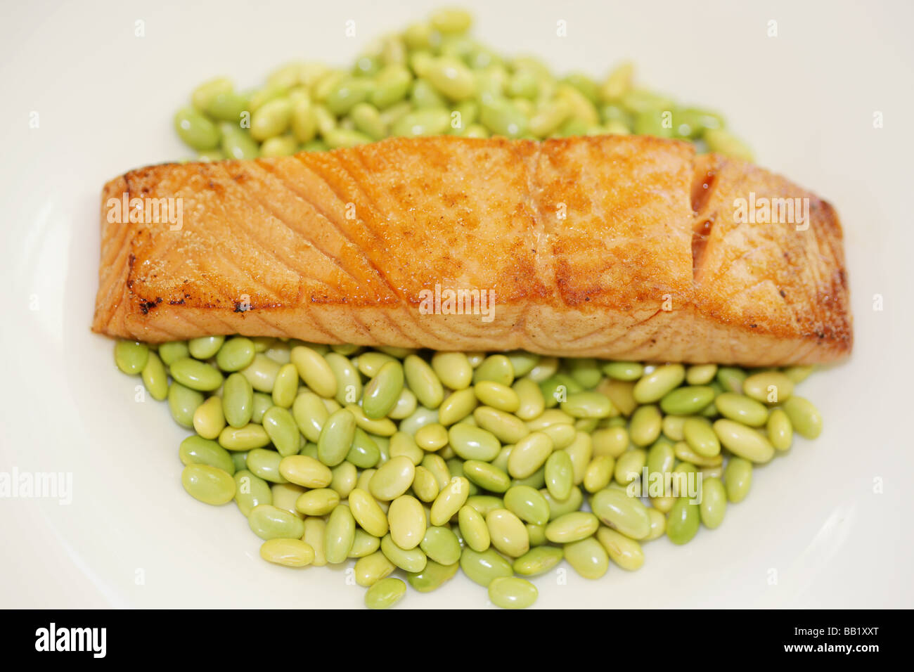 Salmon Fillet with Edamame Beans Stock Photo Alamy