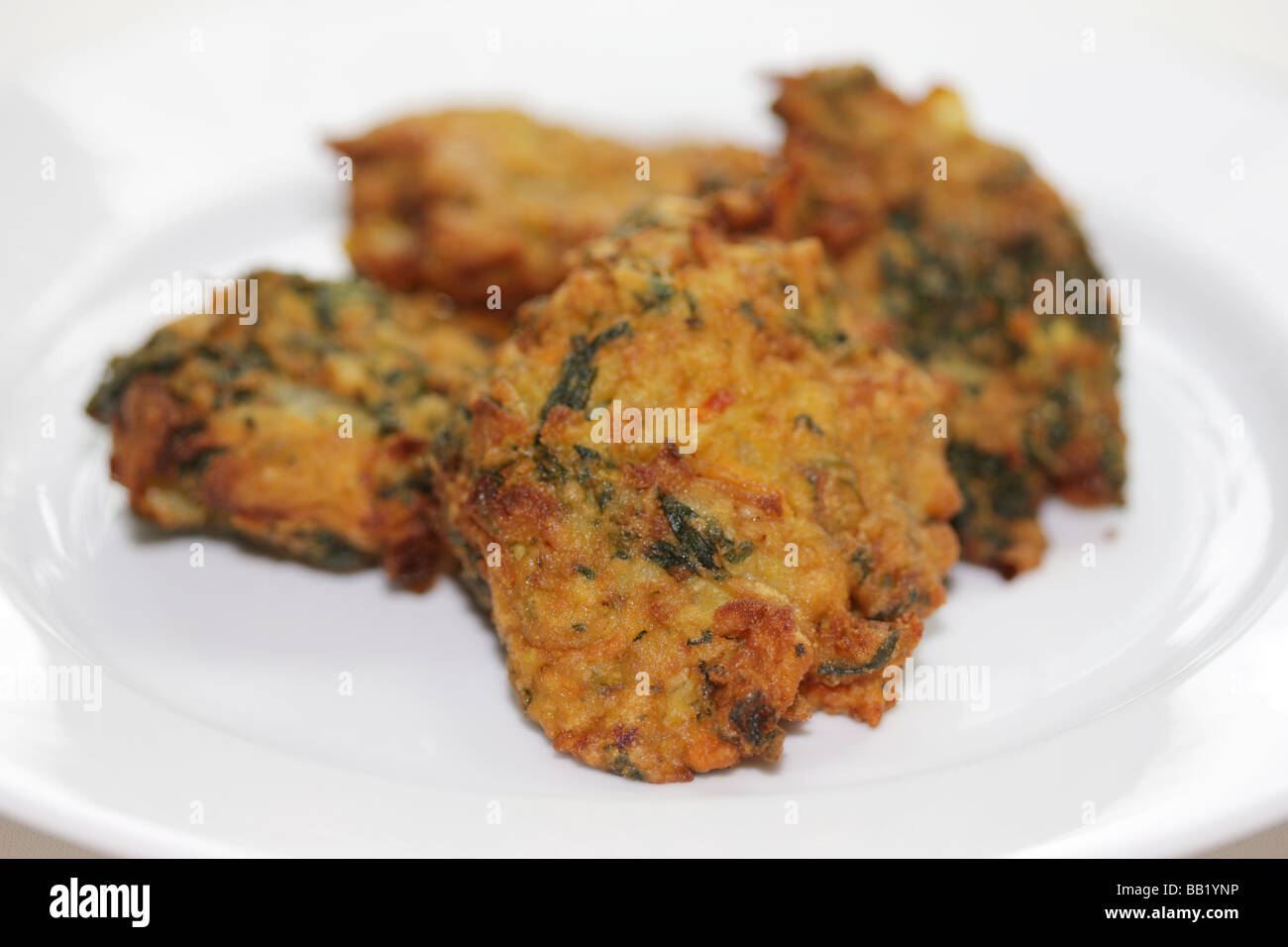 Fresh Authentic Deep Fried Indian Style Onion Bhaji Savoury Snacks With