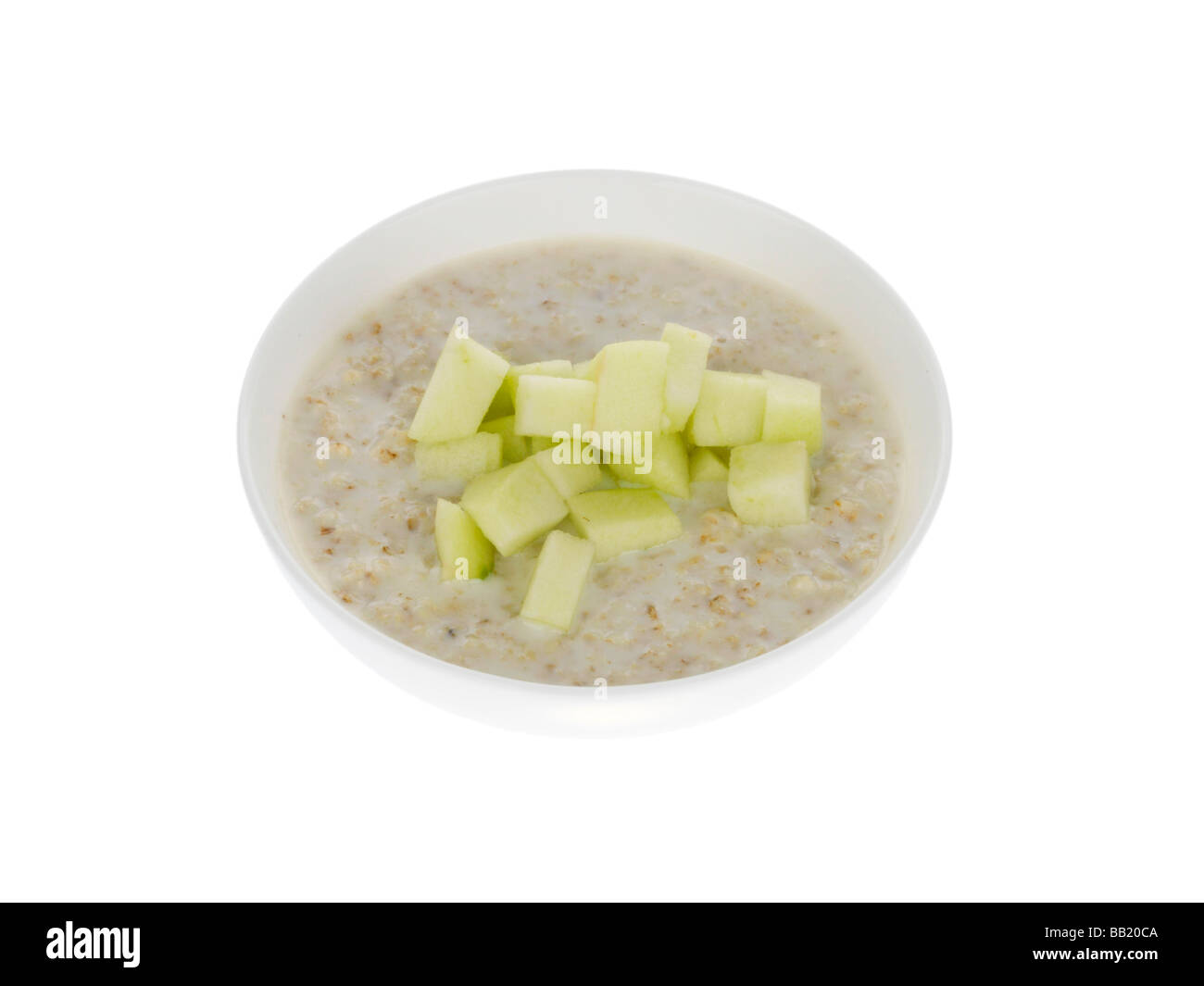Porridge with Fresh Chopped Apple Stock Photo