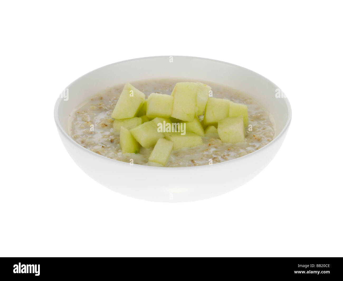 Porridge with Fresh Chopped Apple Stock Photo