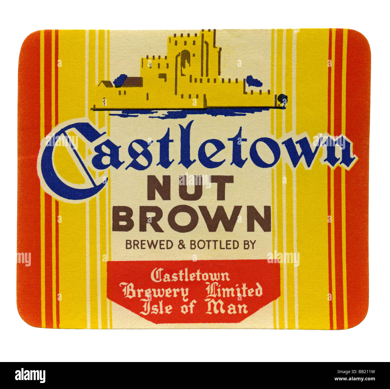 Old British beer label for Castletown Nut Brown, Castletown, Isle of Man Stock Photo