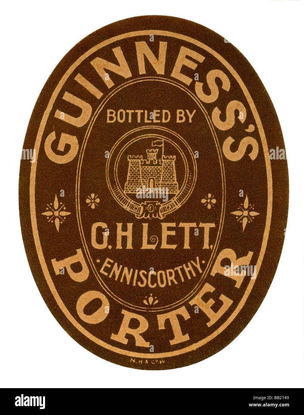 Old Guinness label for Porter, bottled by Lett Brewery of Enniscorthy, Ireland Stock Photo