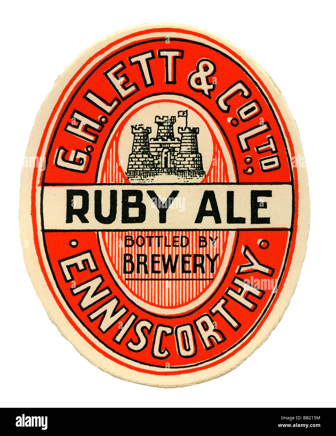 Old British beer label for Lett & Co's Ruby Ale, Enniscorthy, Ireland Stock Photo