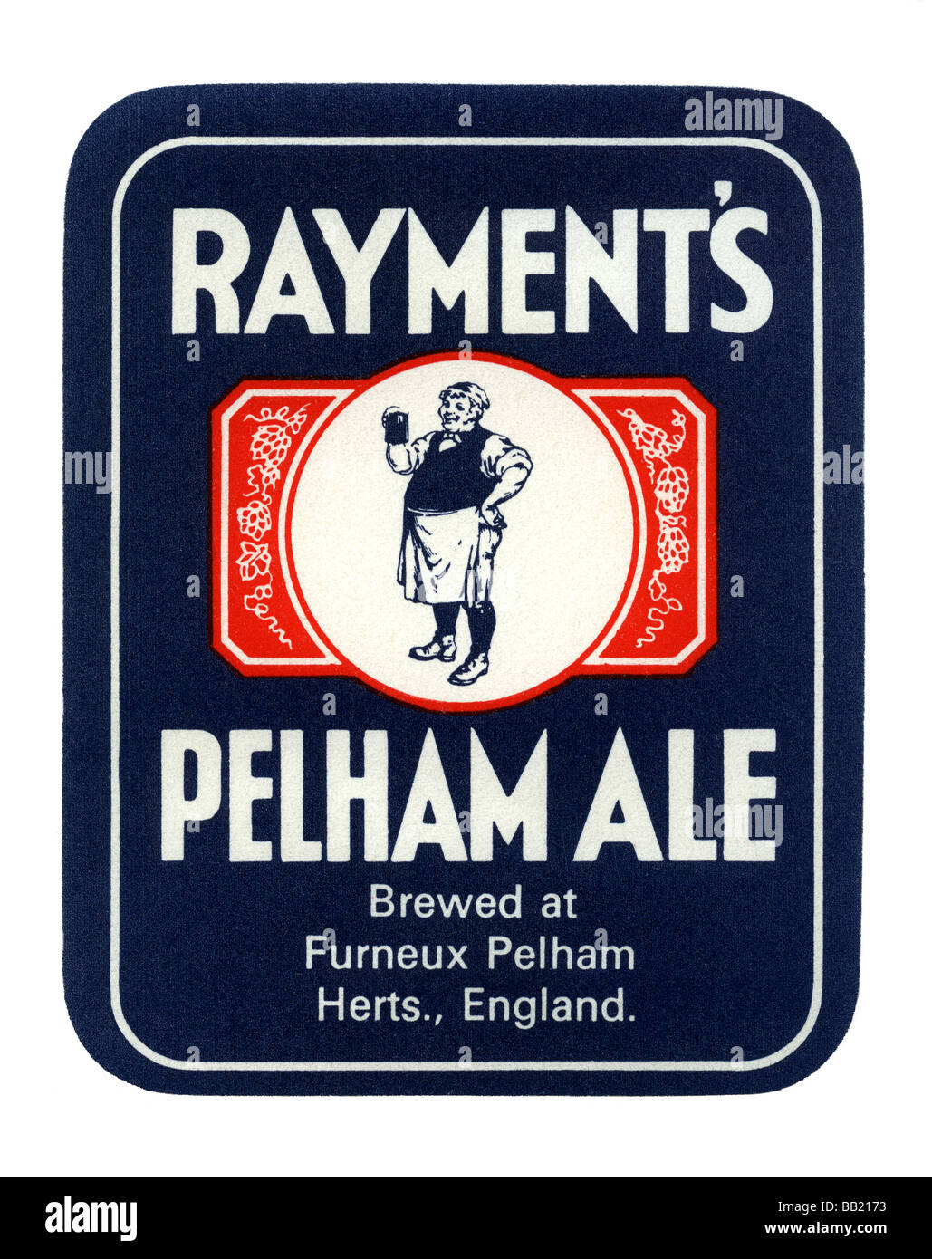 Old British beer label for Rayment's Pelham Ale, Furneux Pelham, Hertfordshire, England Stock Photo