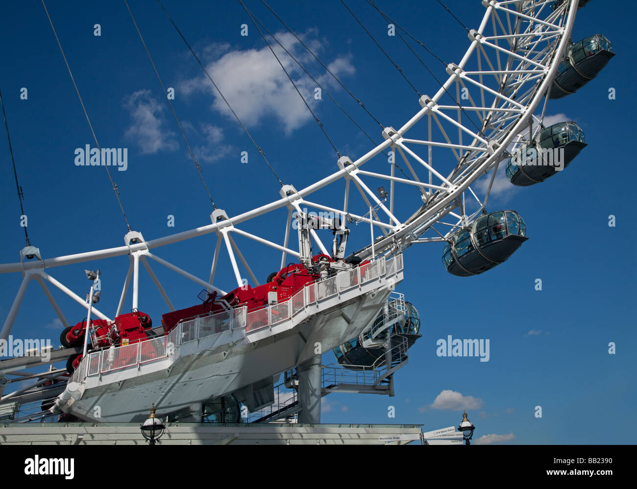 London Eye showing drive mechanism, London, England Stock Photo