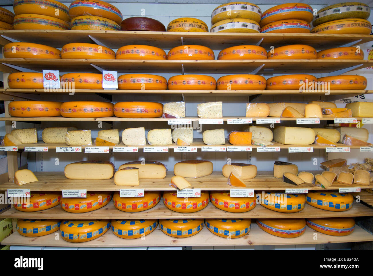 Europe, Netherlands, Overijssel, Kampen, cheese shop interior Stock Photo