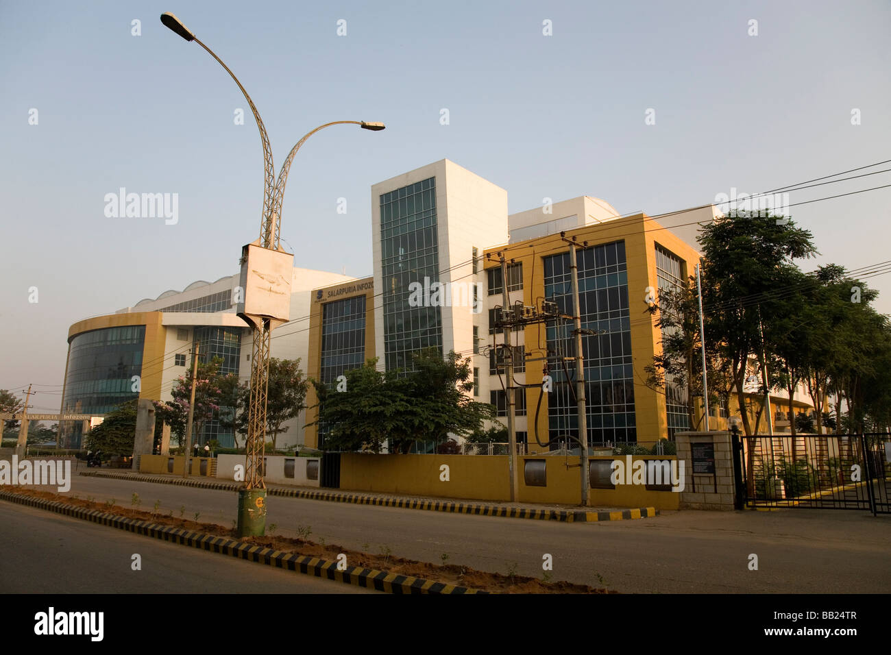 One of the modern office buildings within Electronics City, a suburb of Bangalore, India. Stock Photo