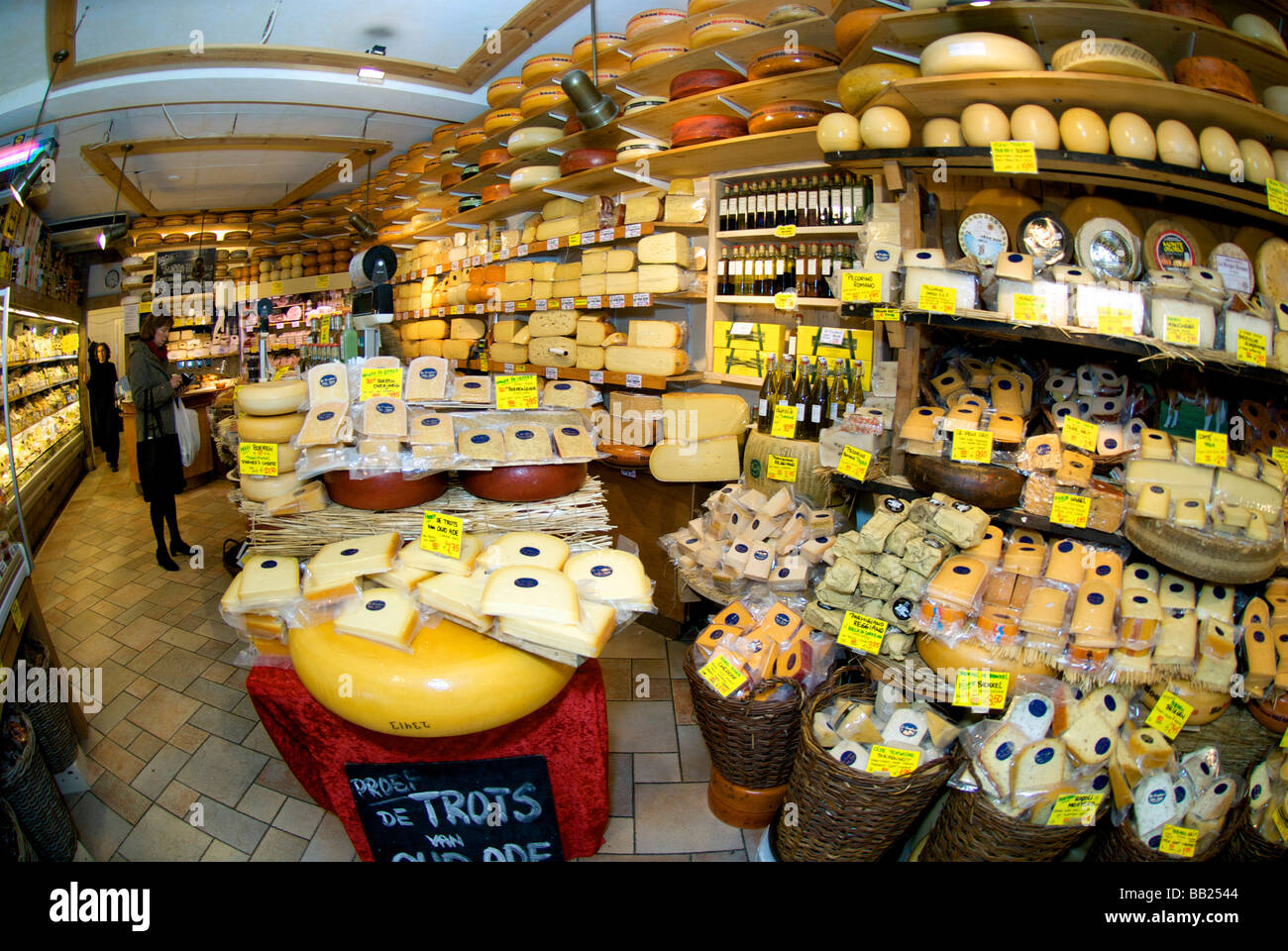 Europe, Netherlands, North Holland, Amsterdam, Interior of cheese shop Stock Photo