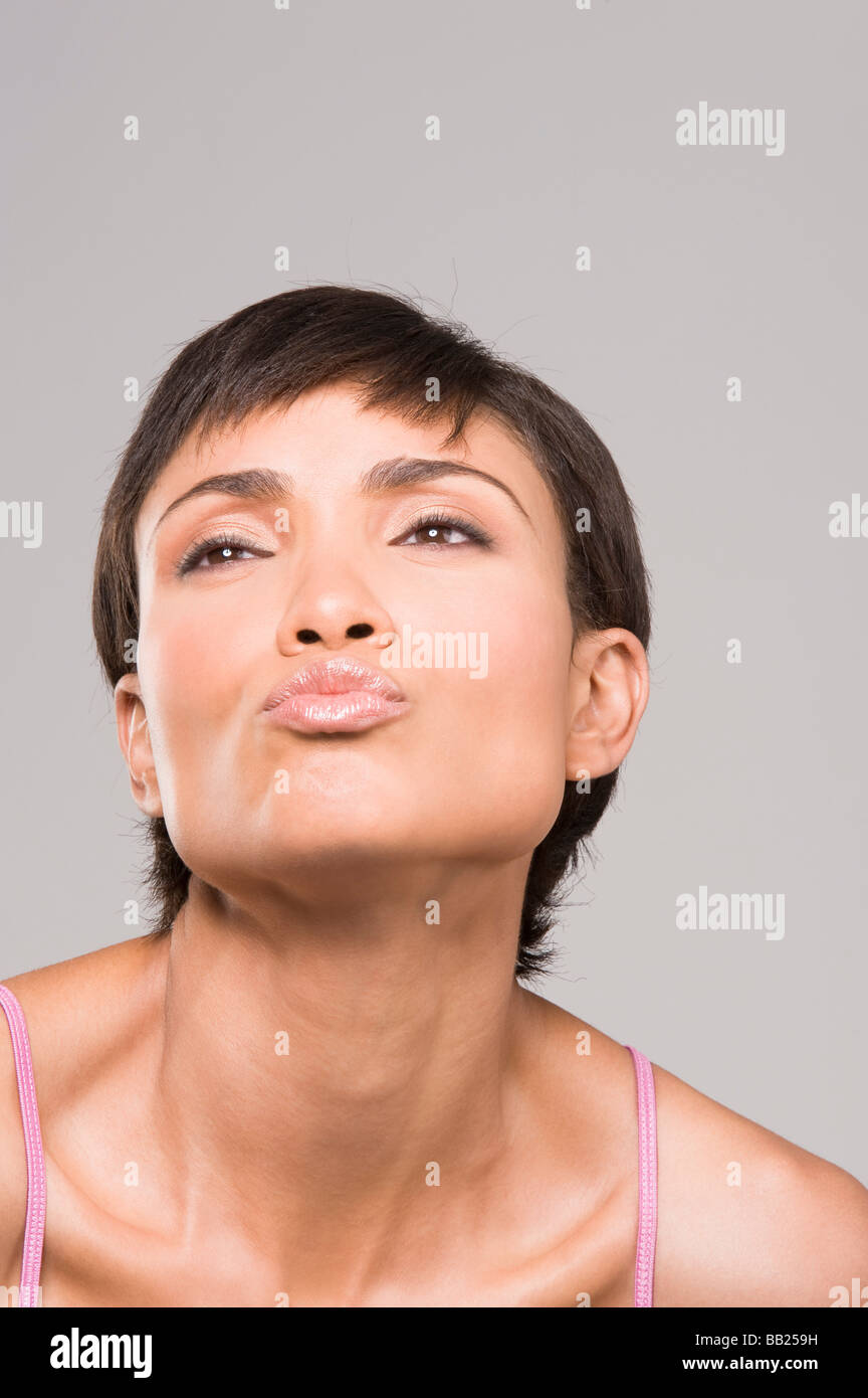 Closeup of a woman puckering lips Stock Photo Alamy
