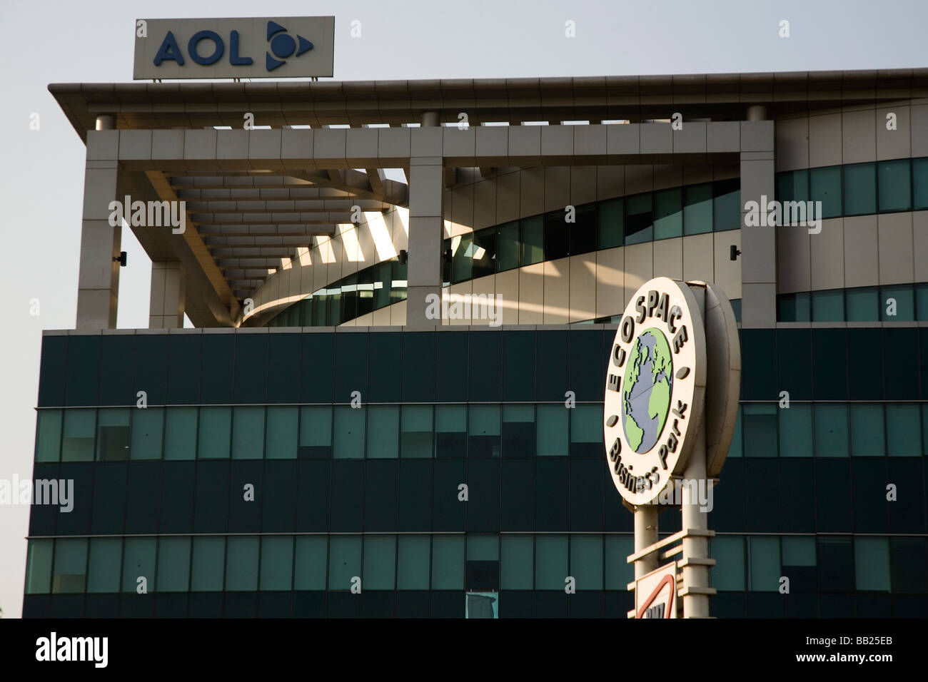 The AOL headquarters one of the modern office buildings in Whitefield (sometimes written White Field) a suburb of Bangalore. Stock Photo