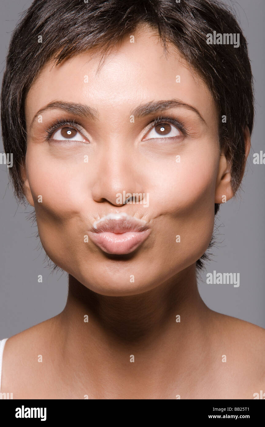 Closeup of a woman puckering lips Stock Photo Alamy