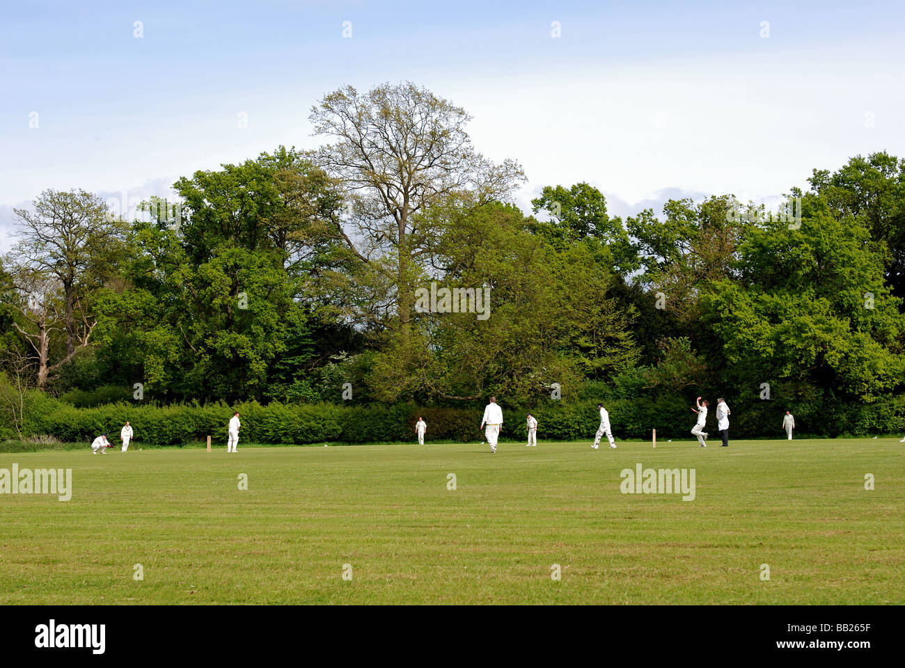 Village cricket at Hockley Heath, West Midlands, England, UK Stock Photo
