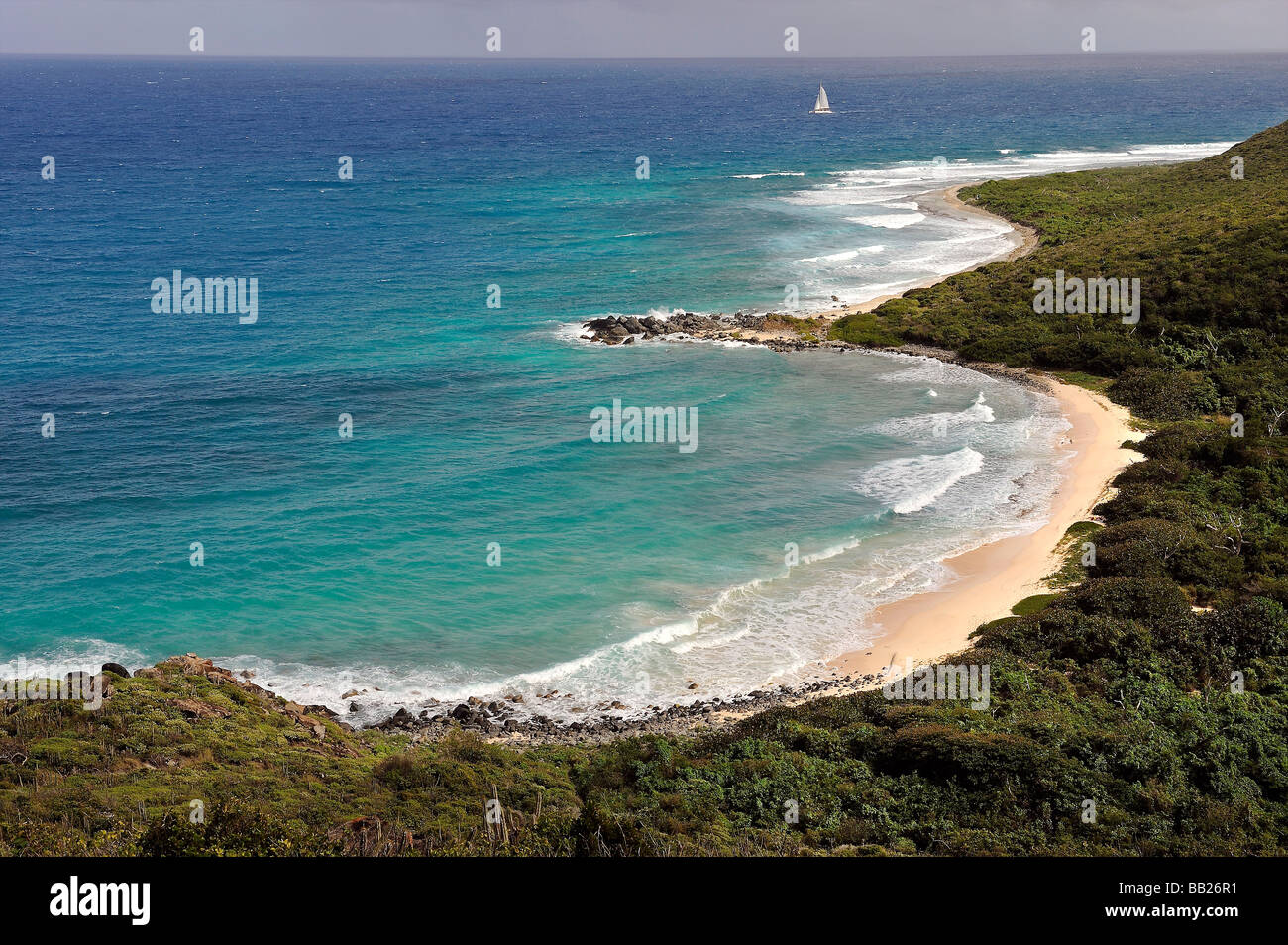 St Martin deserted beach Stock Photo