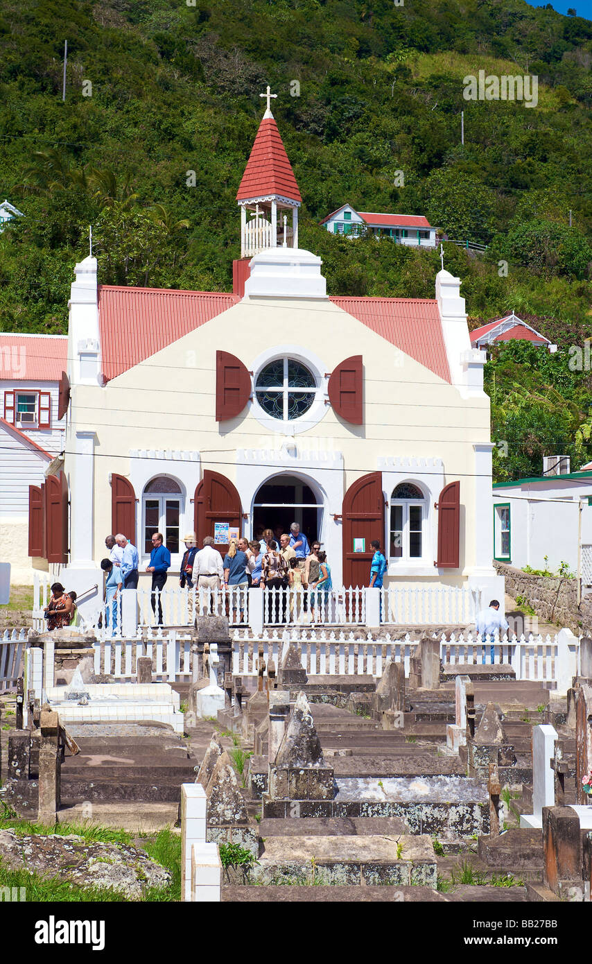 Saba church of Windwarside Stock Photo