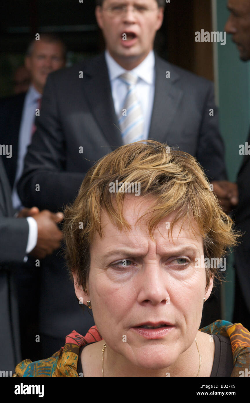 Sint Maarten visit of Dutch prime minister Balkenende Bijleveld and Emily de Jongh Elhage Stock Photo