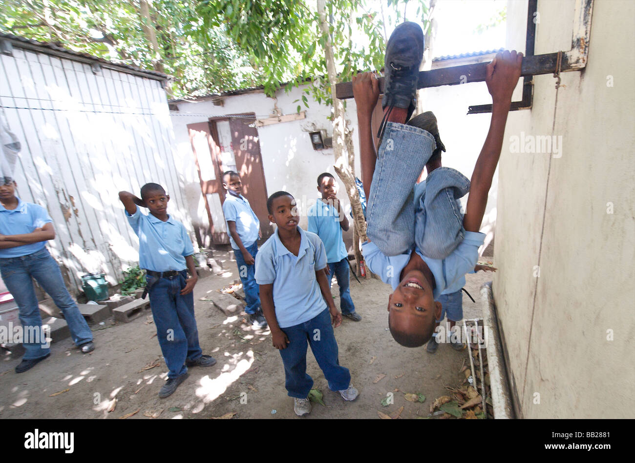Sint Maarten Philipsburg a school for children of illegal immigrants tucked away in a dirty alley Stock Photo