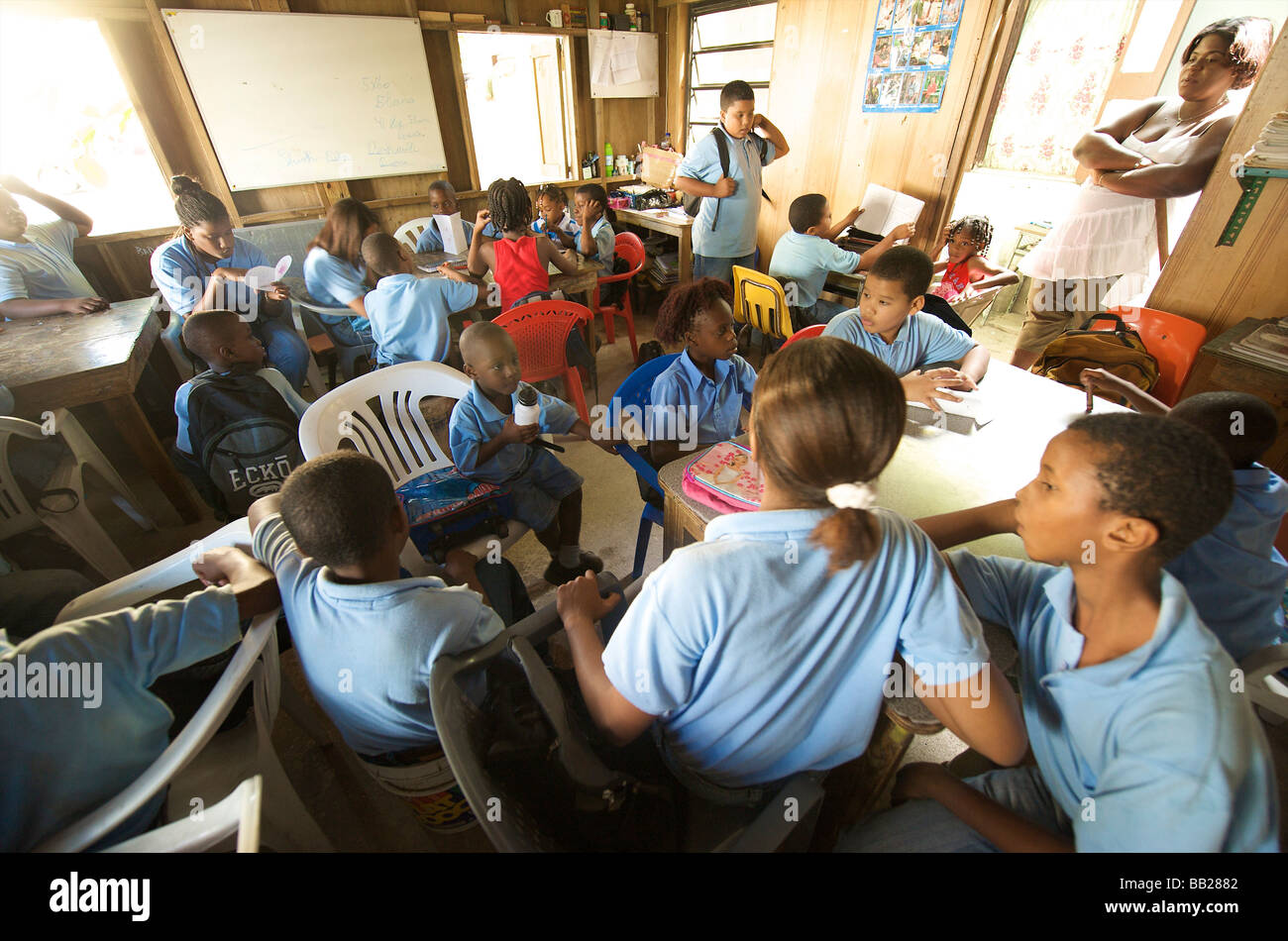 Sint Maarten Philipsburg a school for children of illegal immigrants tucked away in a dirty alley Stock Photo