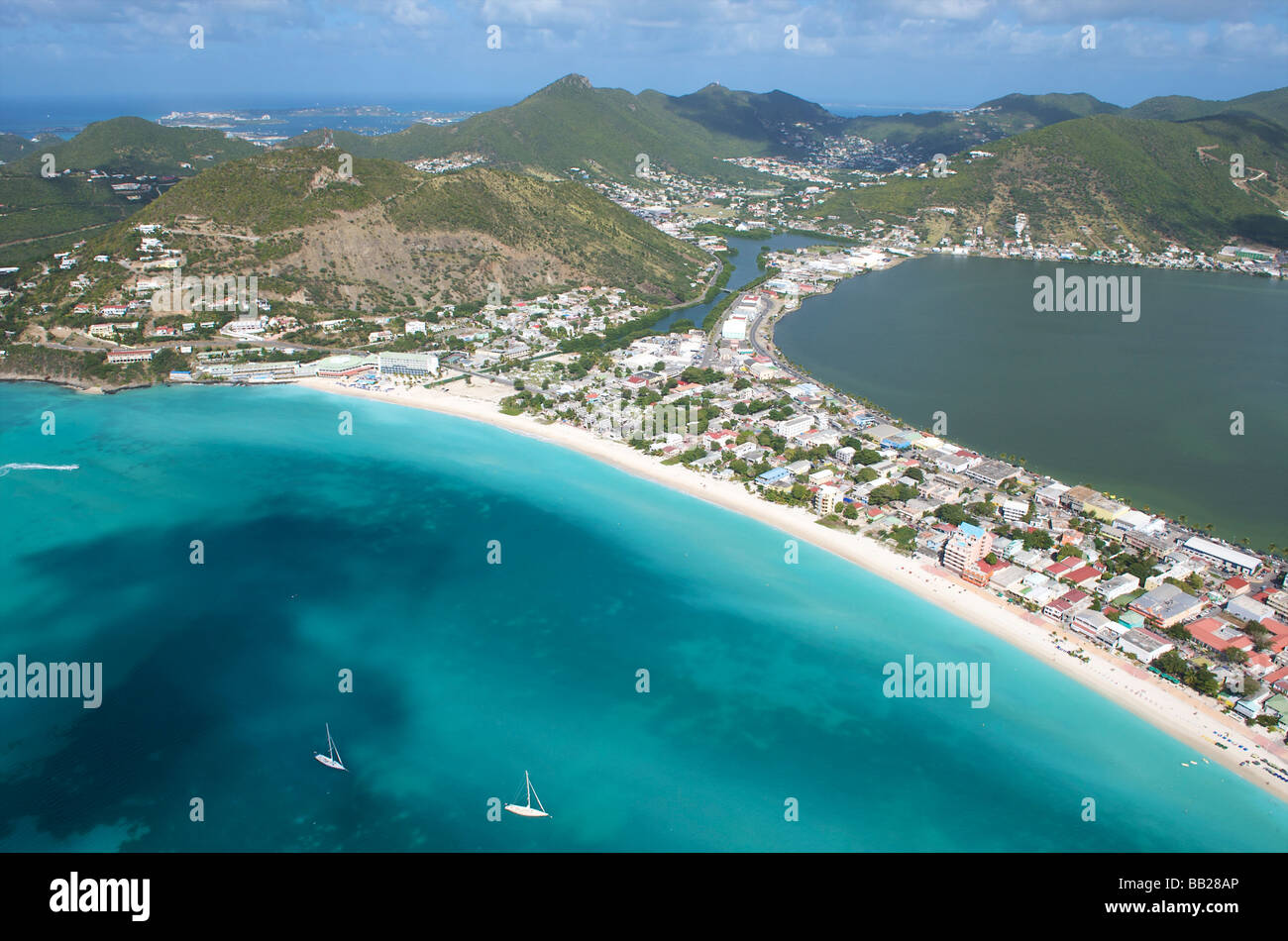 Sint Maarten view on Philipsburg Stock Photo