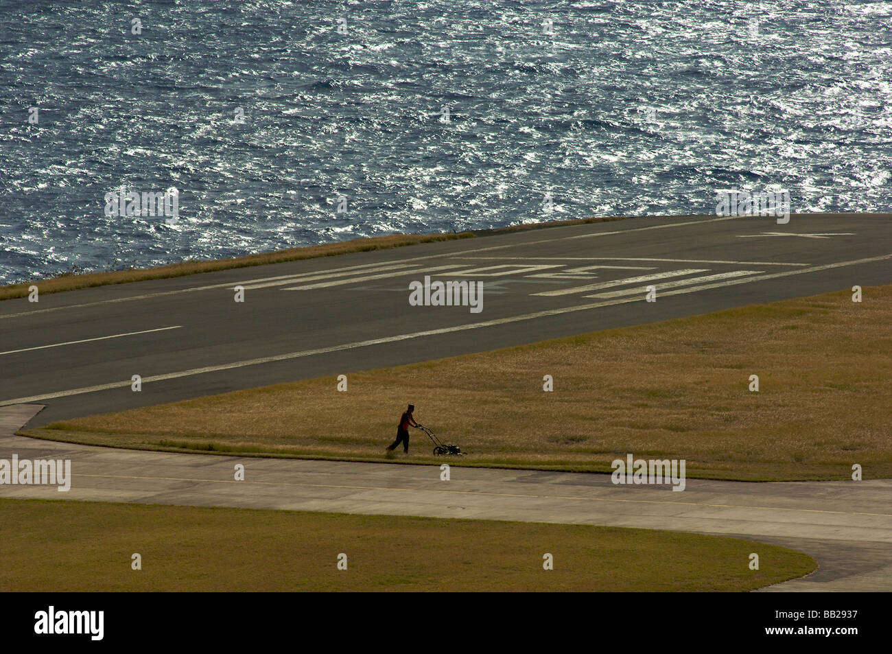 Saba airport the shortest commercial runway in the world Stock Photo