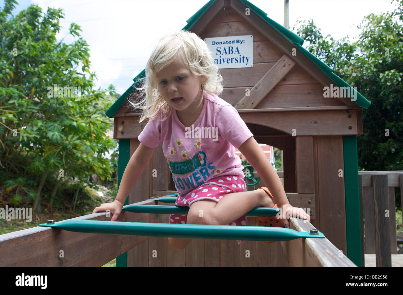Saba a playground sponsored by the Medical School which is critised for not making enough contributions to the local economy Stock Photo