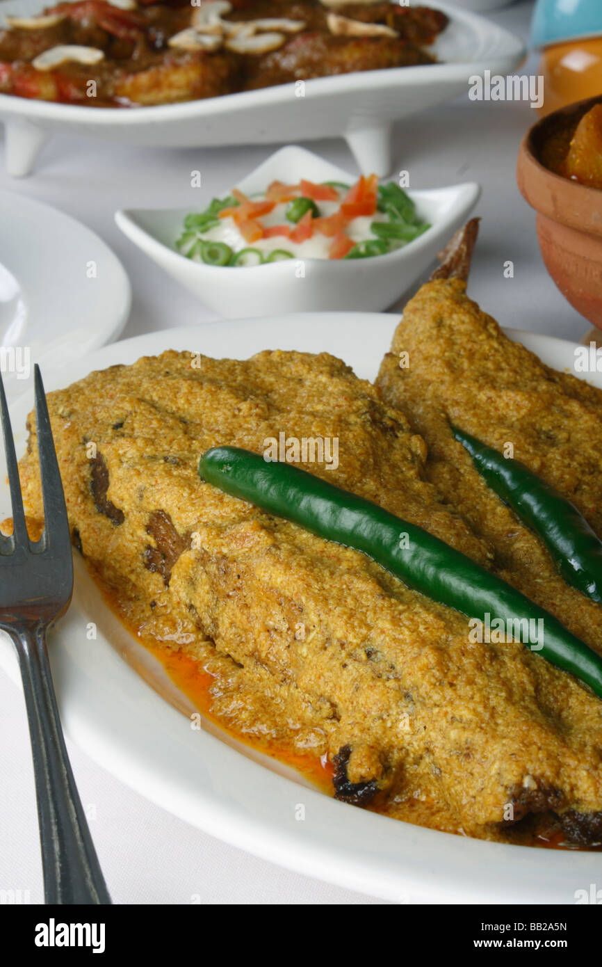 Doi ilish Hilsa or Ilish Mach is a popular fish dish from eastern part of India. Stock Photo