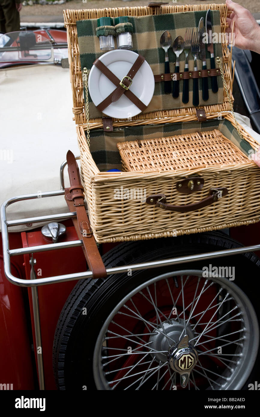 A Picnic Basket on the Back of an MG Sports Car Stock Photo - Alamy