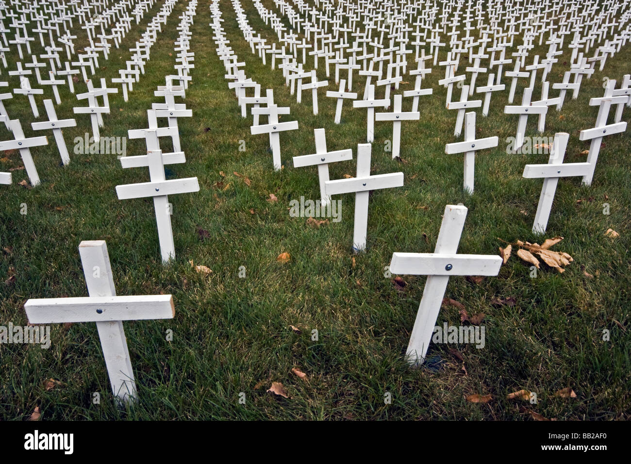 White crosses anti abortion protest Stock Photo