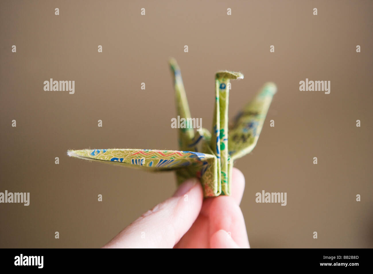 Japanese paper crane, closeup, symbol of Peace Stock Photo