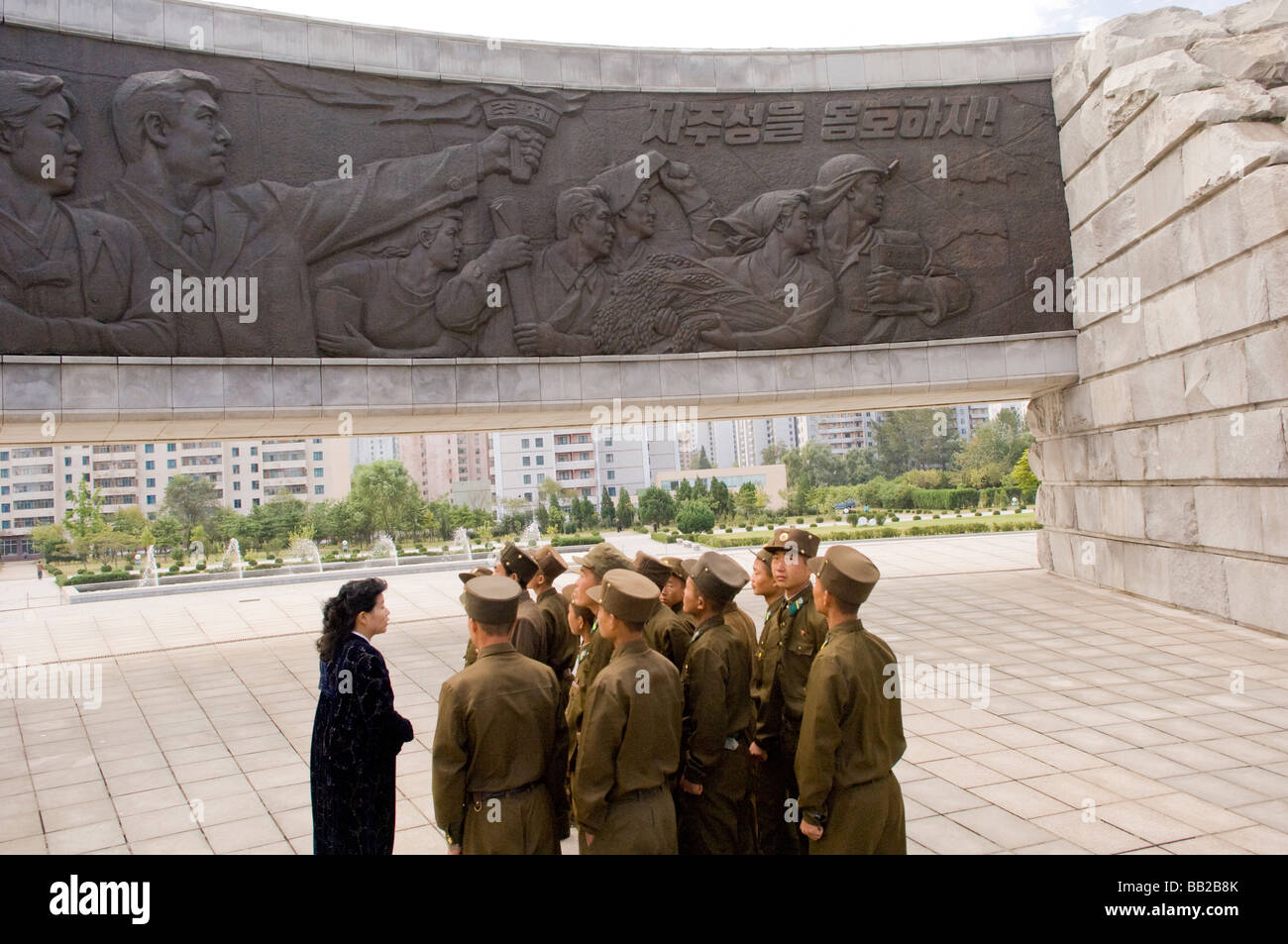 North Korean soldiers in Pyongyang, North Korea Stock Photo